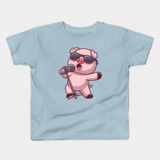 Cute Pig Singing Cartoon Kids T-Shirt